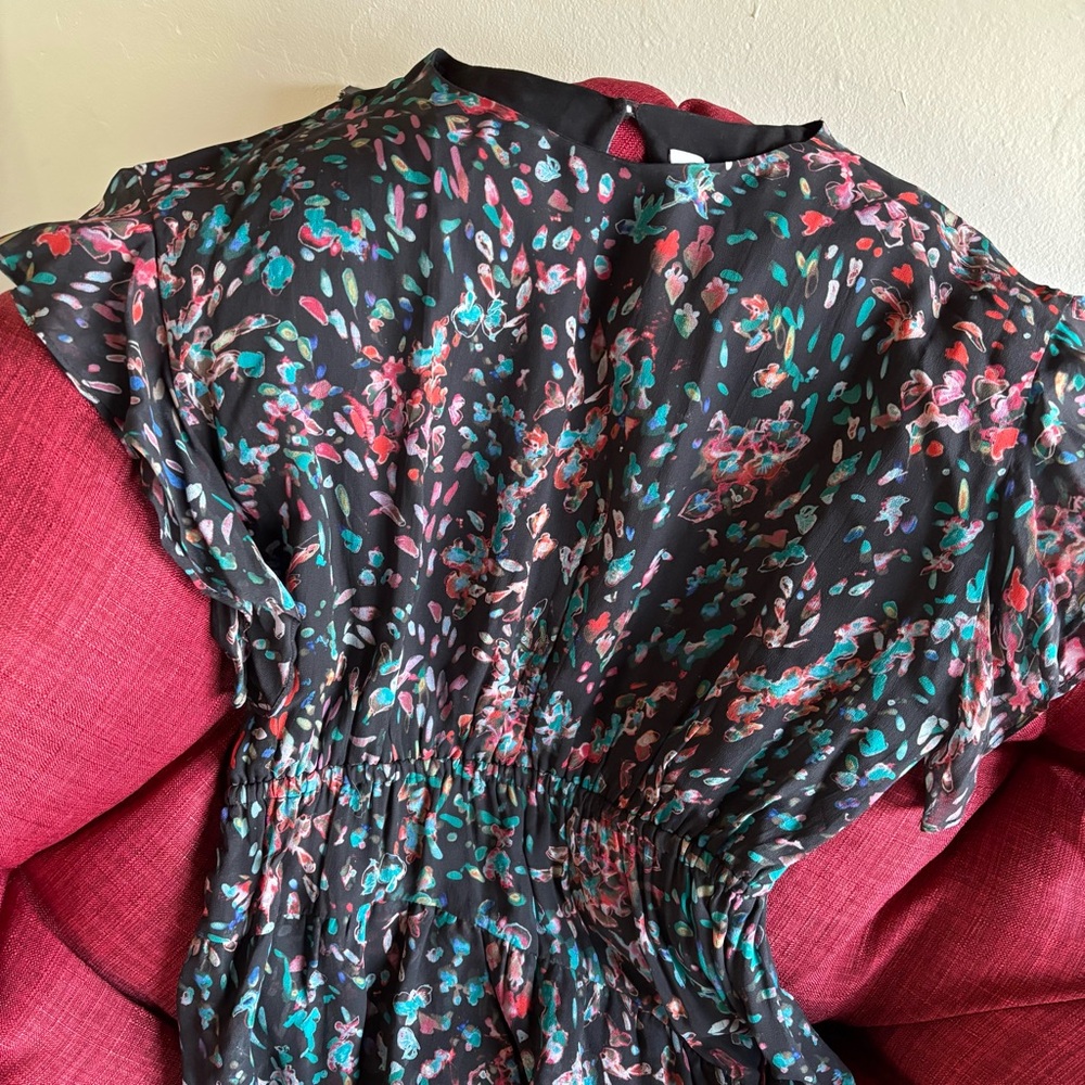 IRO Blame Floral Asymmetrical Flutter Sleeve Dress - Picture 9 of 10